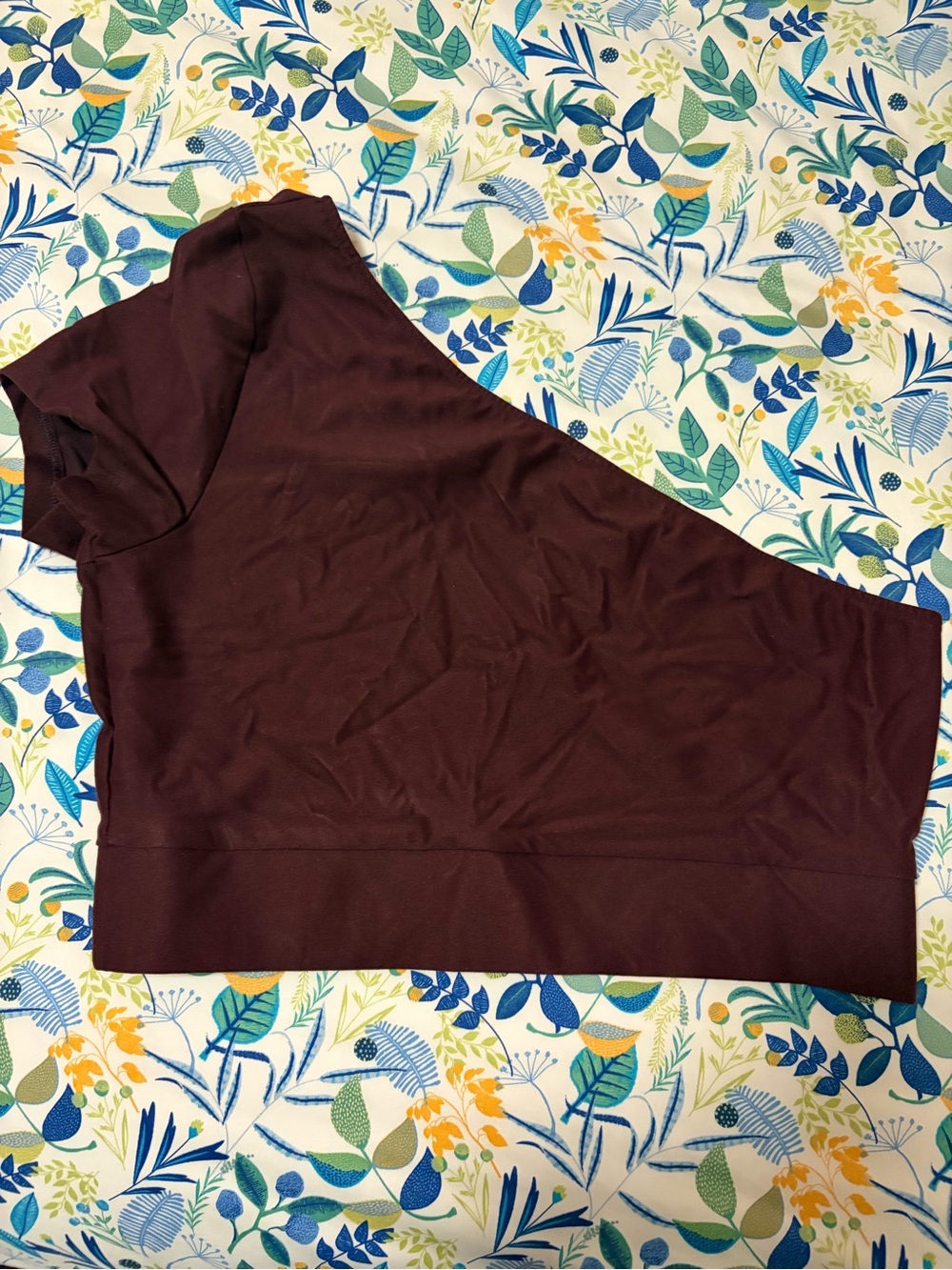 One-Shoulder Crop Top in Deep Burgundy